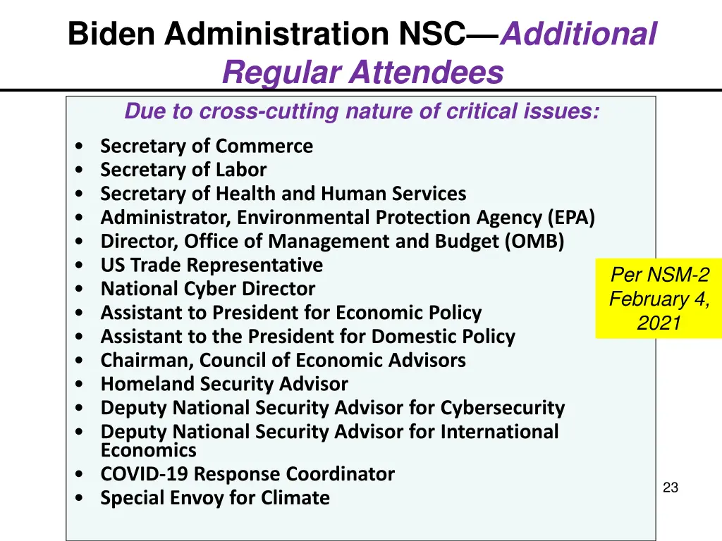 biden administration nsc additional regular