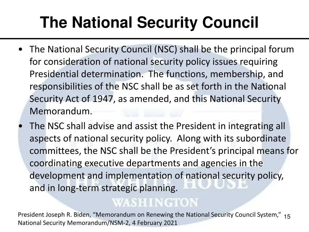 the national security council 1