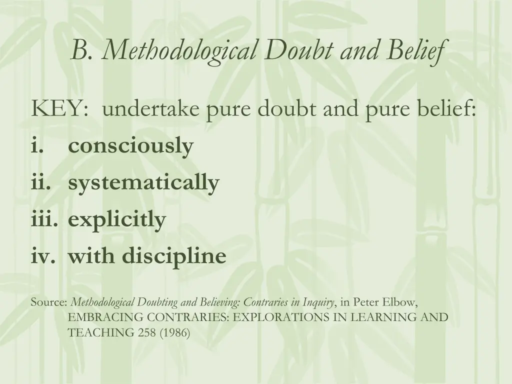 b methodological doubt and belief