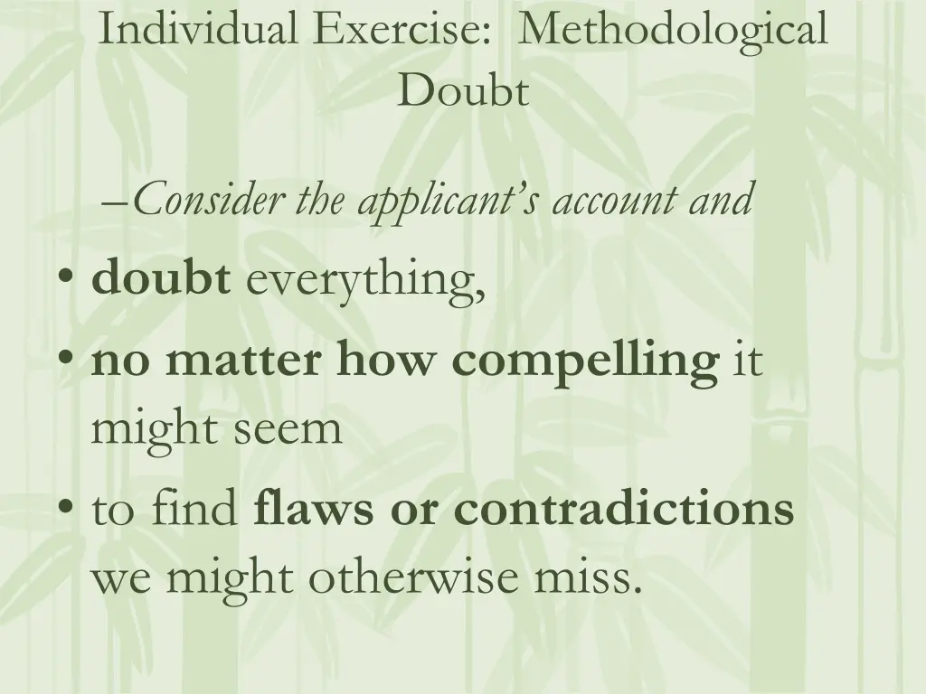 individual exercise methodological doubt