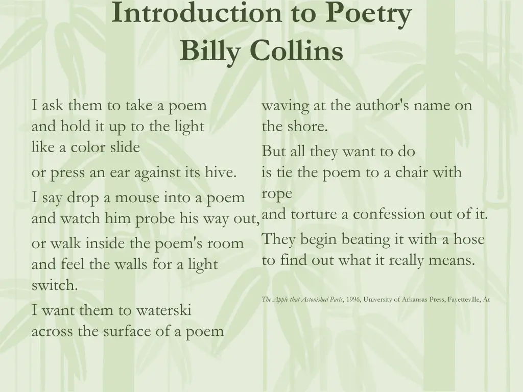 introduction to poetry billy collins