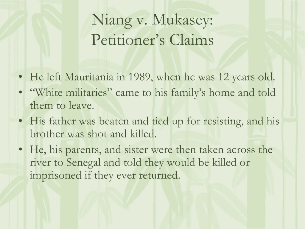 niang v mukasey petitioner s claims