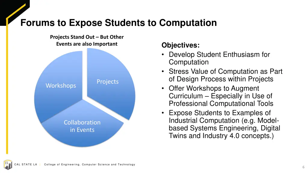 forums to expose students to computation