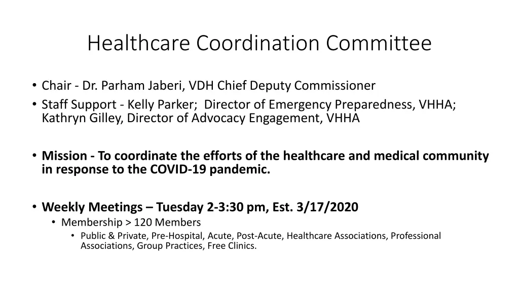 healthcare coordination committee