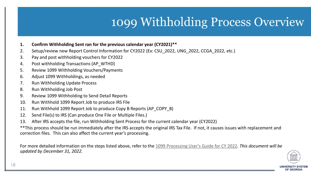 1099 withholding process overview