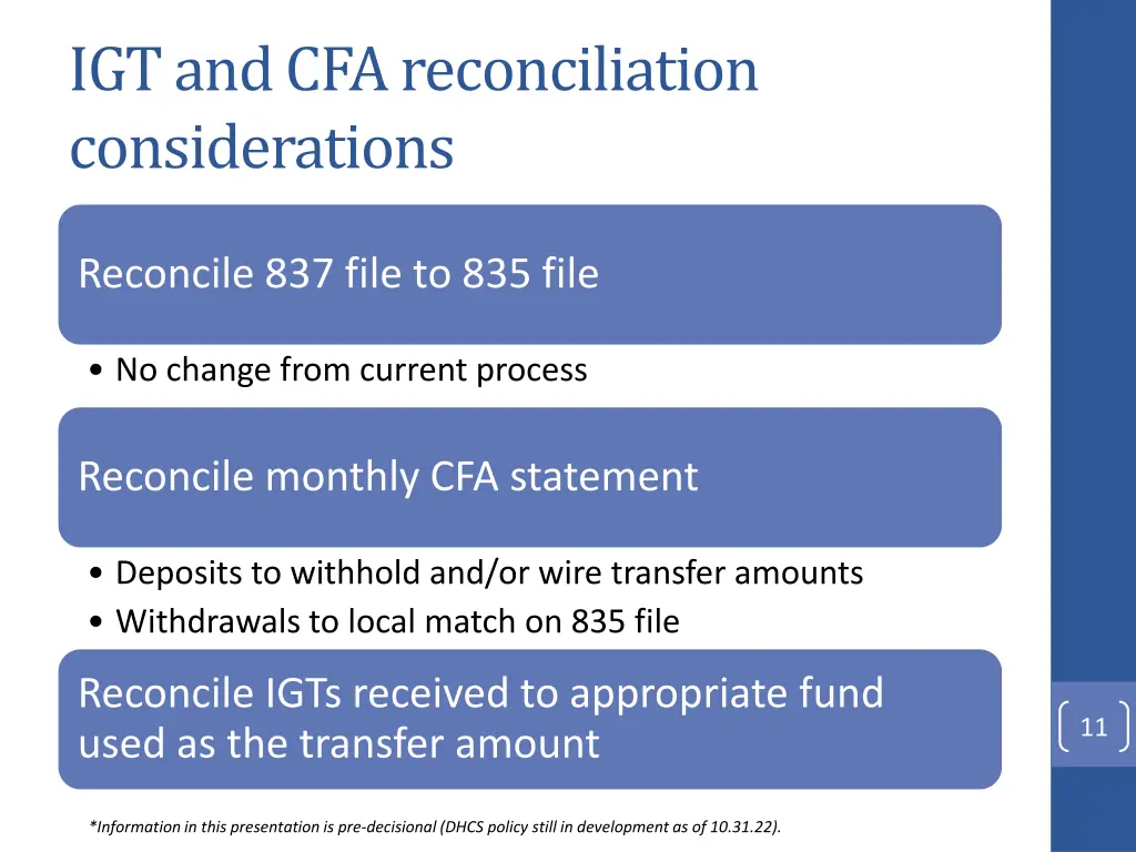 igt and cfa reconciliation considerations