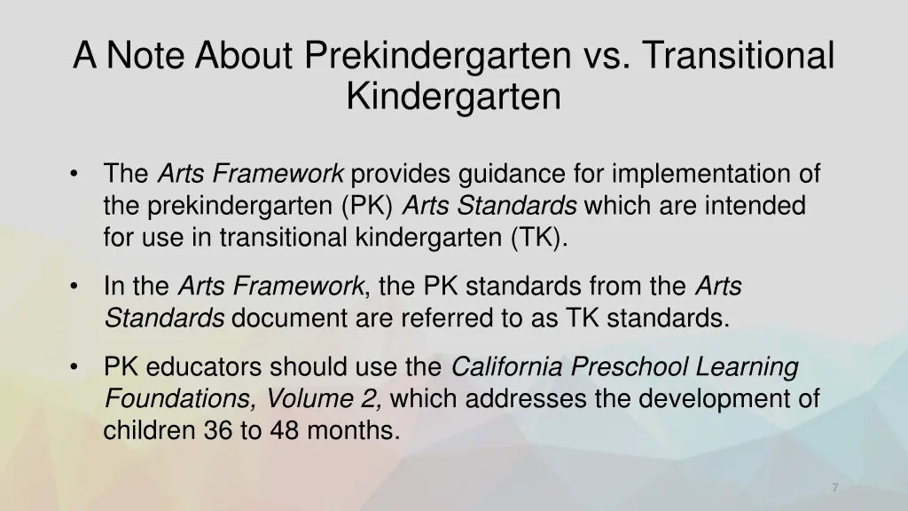 a note about prekindergarten vs transitional