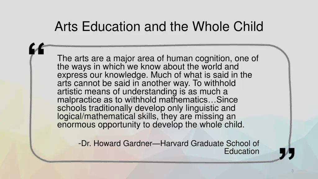 arts education and the whole child