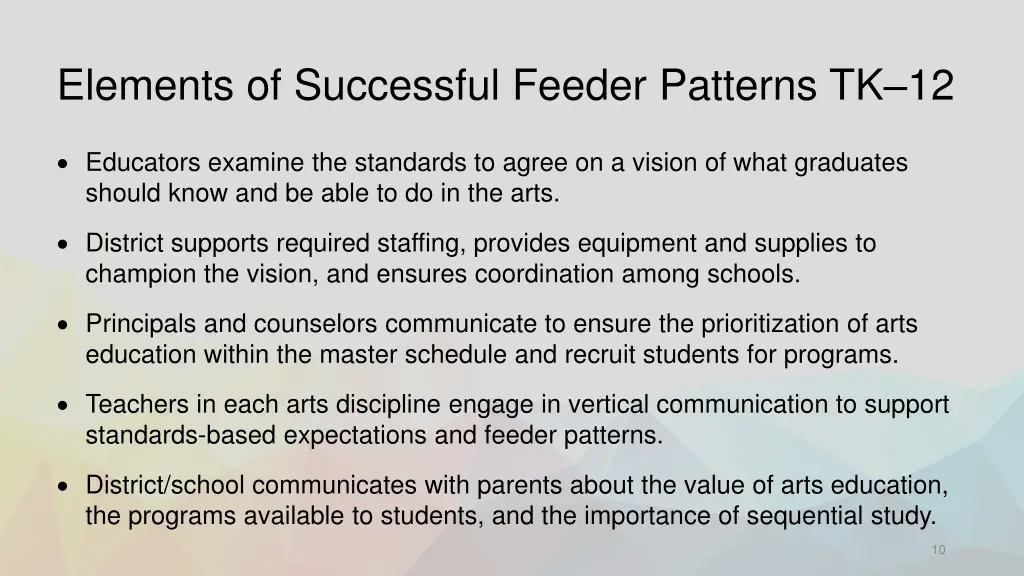 elements of successful feeder patterns tk 12