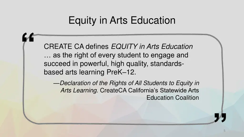 equity in arts education