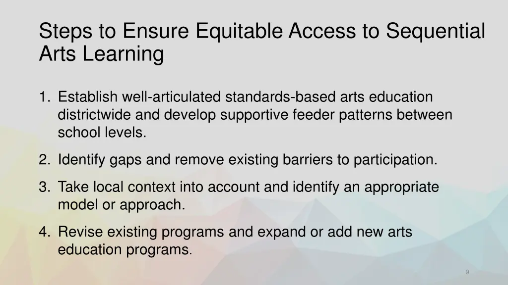 steps to ensure equitable access to sequential