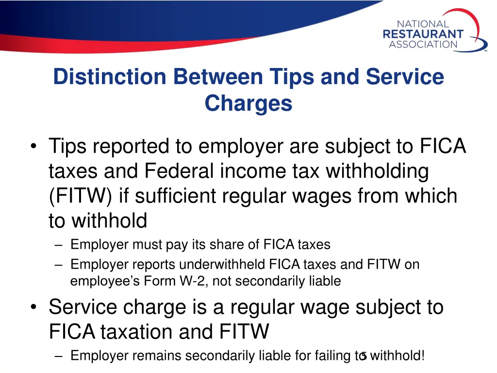 distinction between tips and service charges