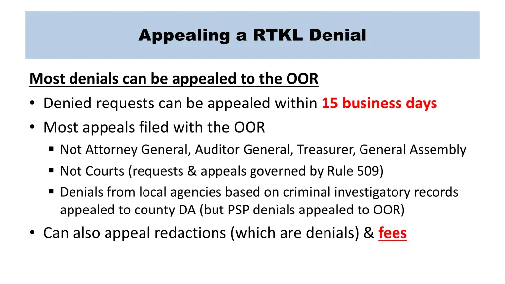 appealing a rtkl denial