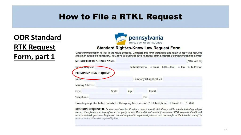 how to file a rtkl request 1