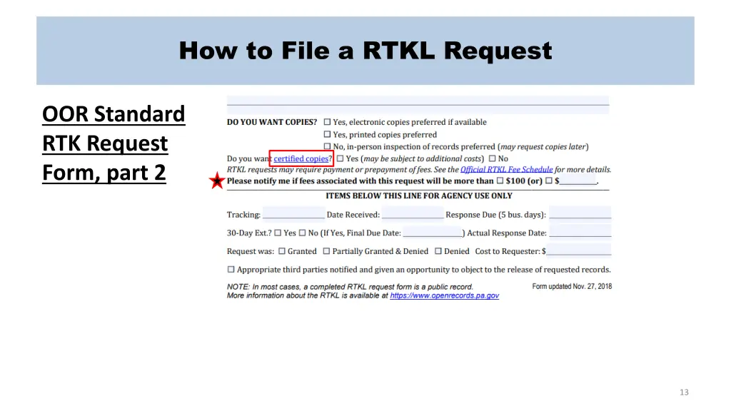 how to file a rtkl request 4