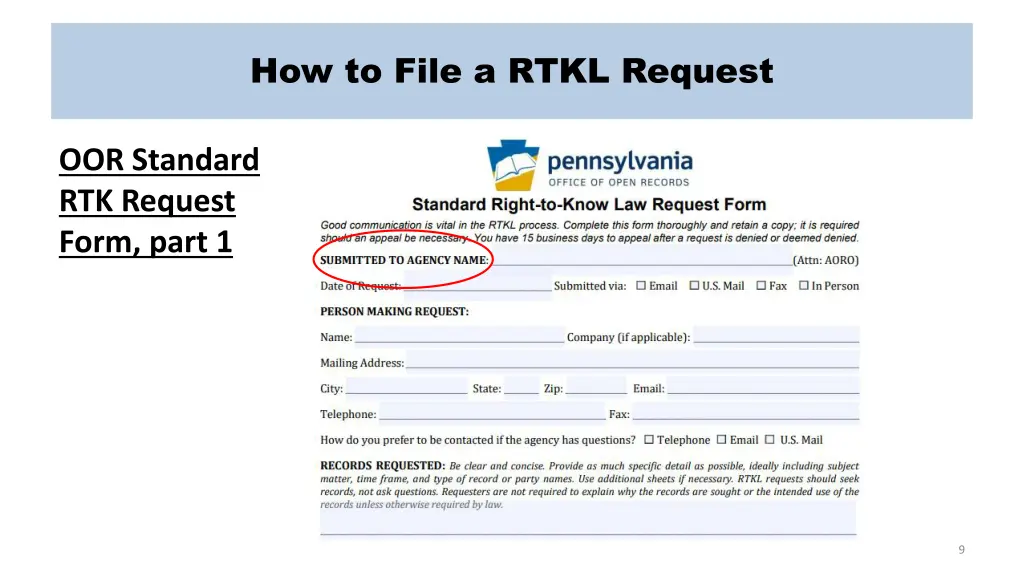 how to file a rtkl request