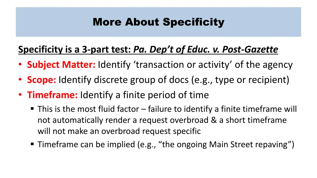 more about specificity