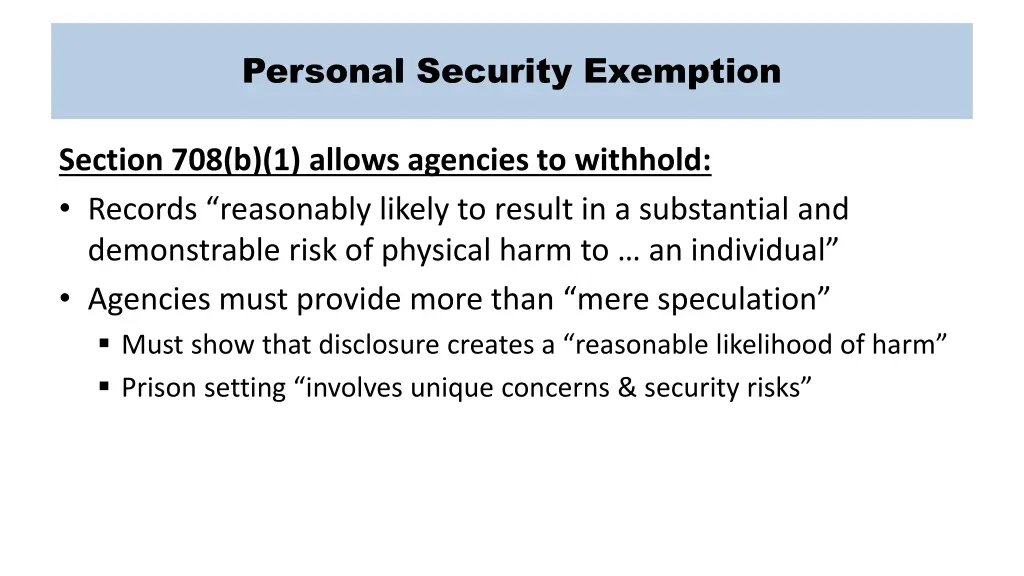 personal security exemption