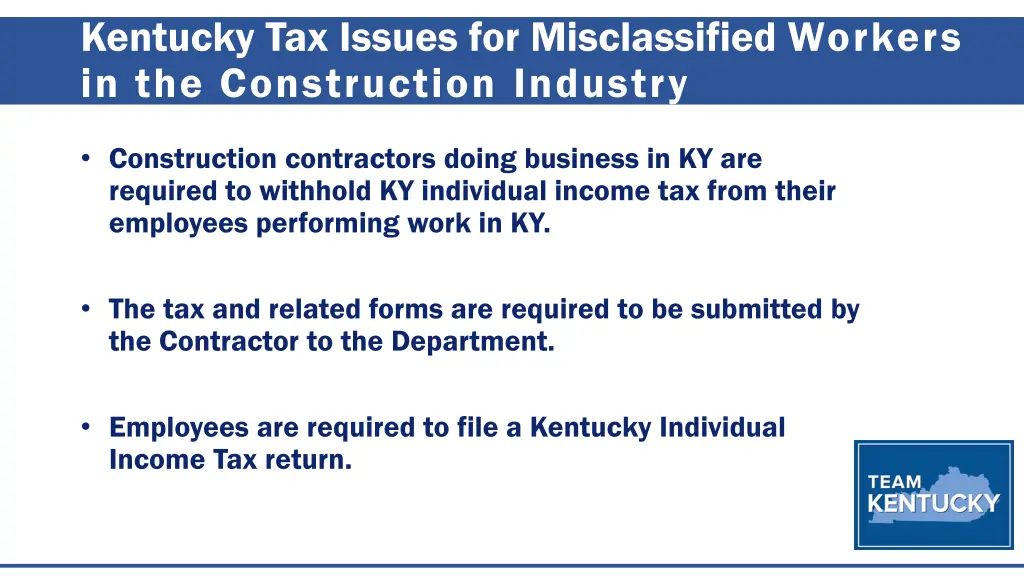 kentucky tax issues for misclassified workers