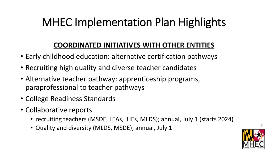 mhec implementation plan highlights mhec 1