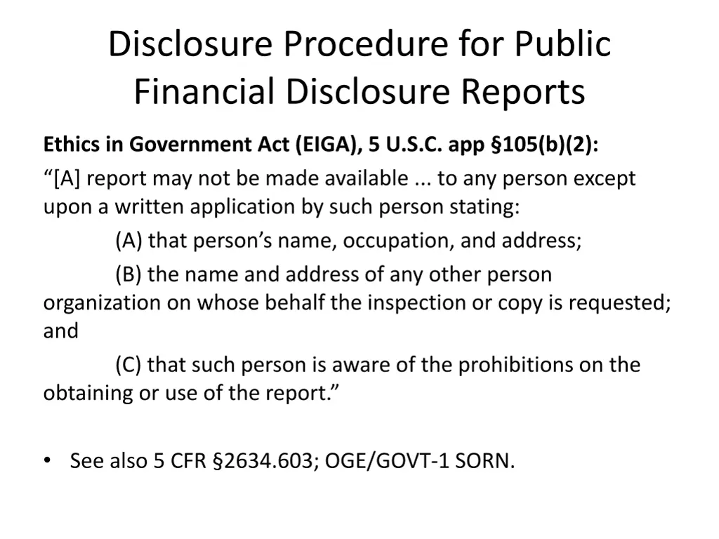 disclosure procedure for public financial