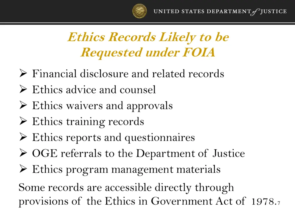 ethics records likely to be requested under foia