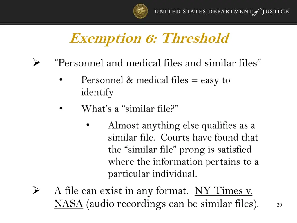 exemption 6 threshold