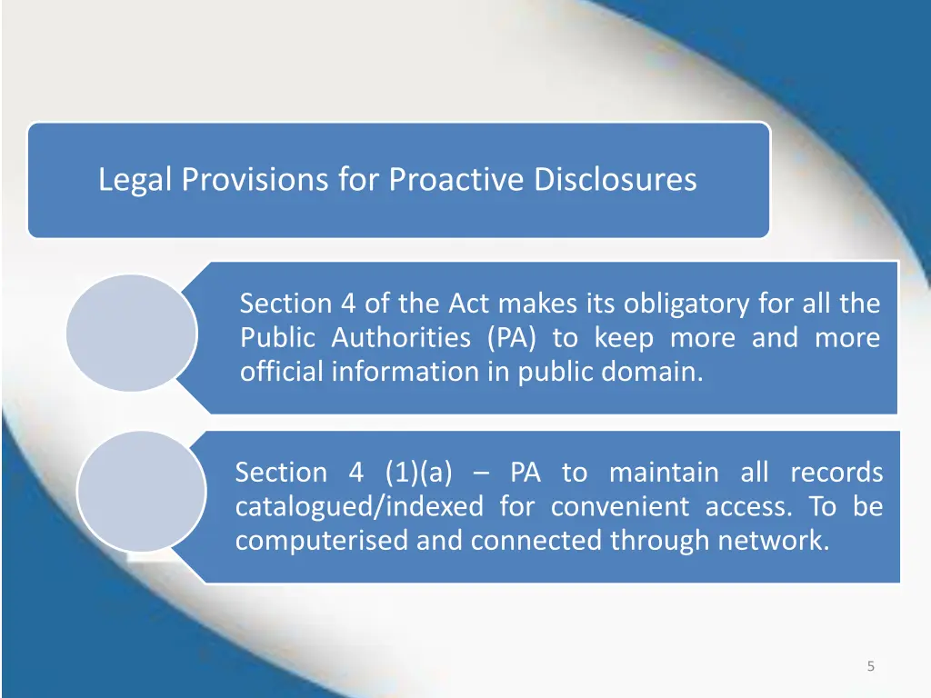 legal provisions for proactive disclosures