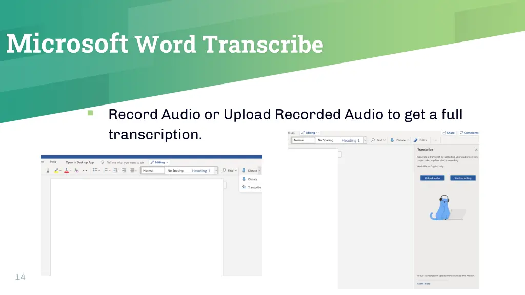 microsoft word transcribe