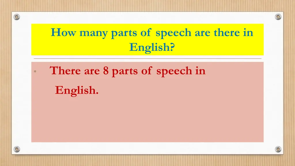 how many parts of speech are there in english