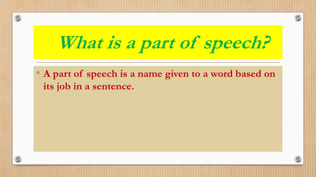 what is a part of speech