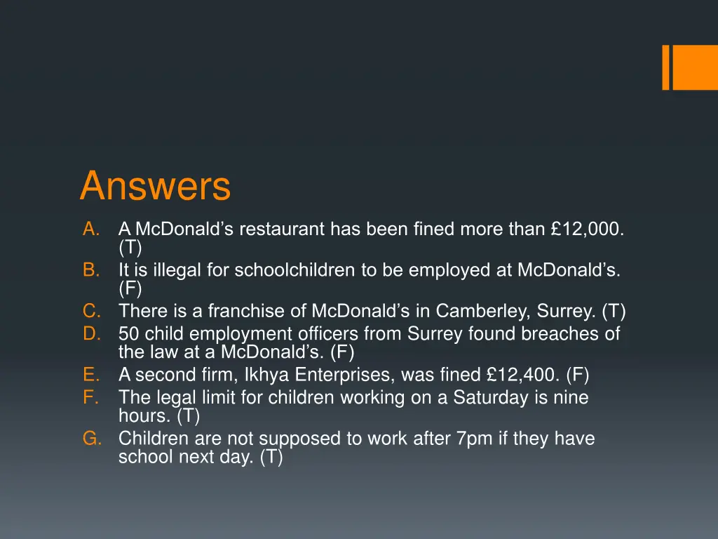 answers a a mcdonald s restaurant has been fined