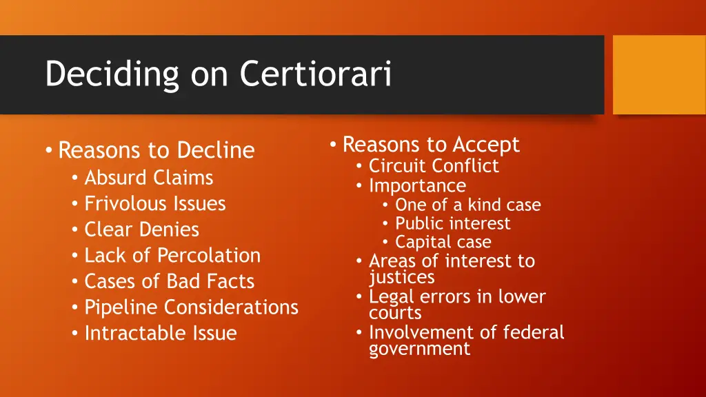 deciding on certiorari