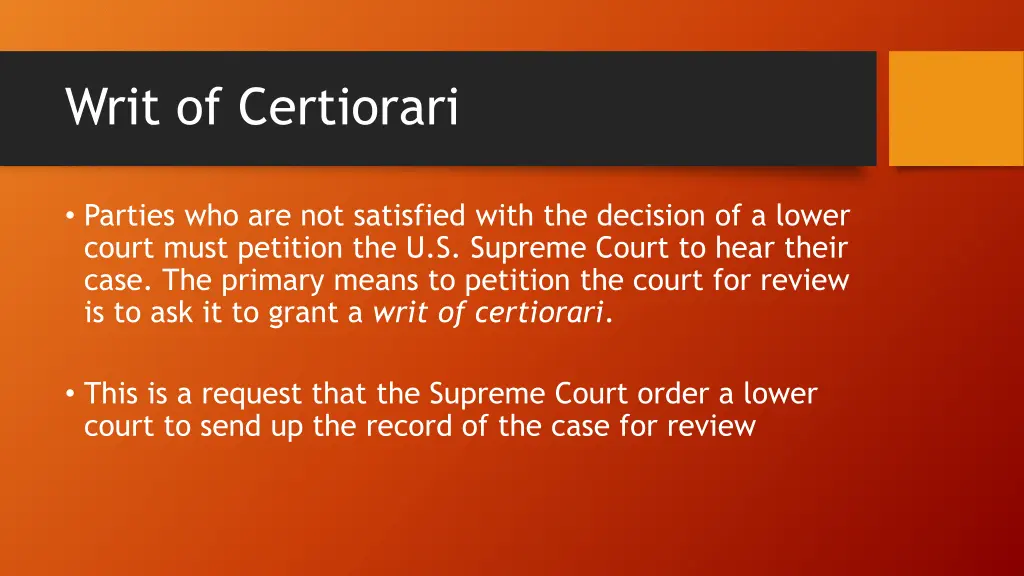 writ of certiorari