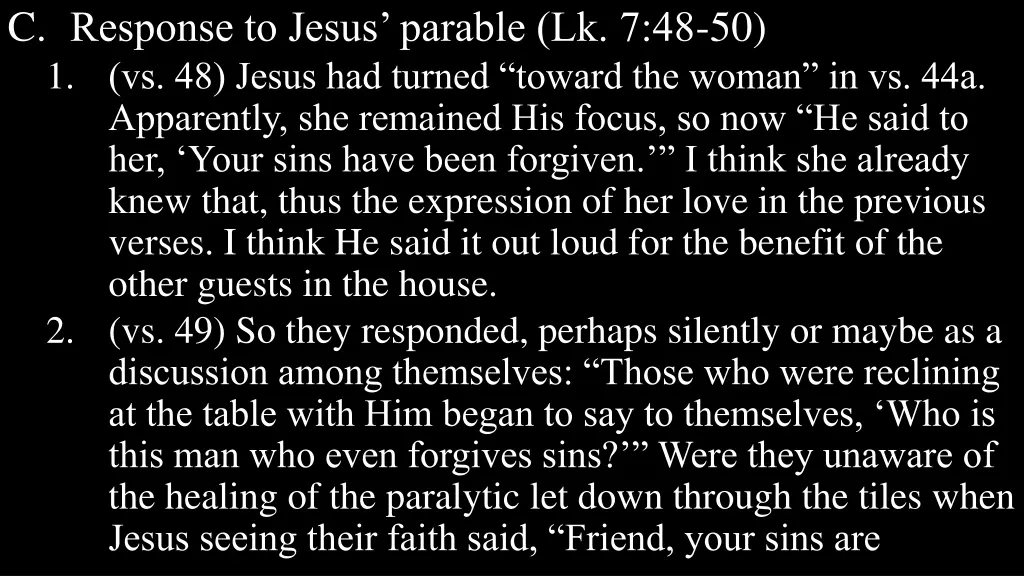 c response to jesus parable