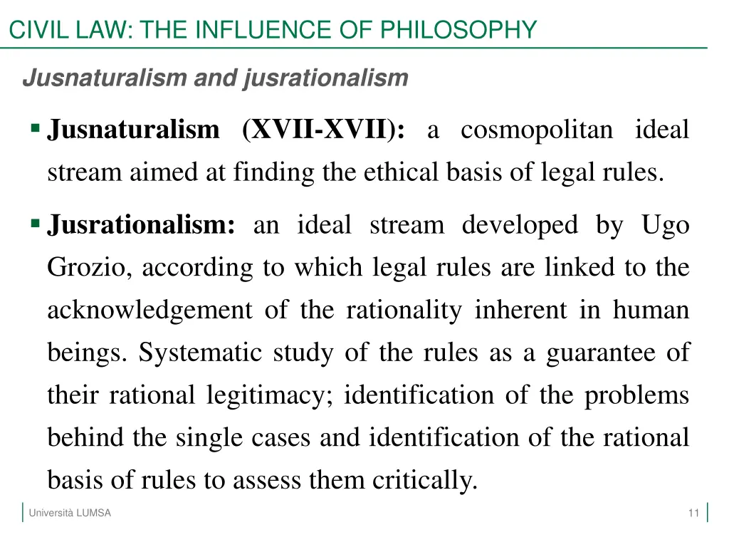 civil law the influence of philosophy