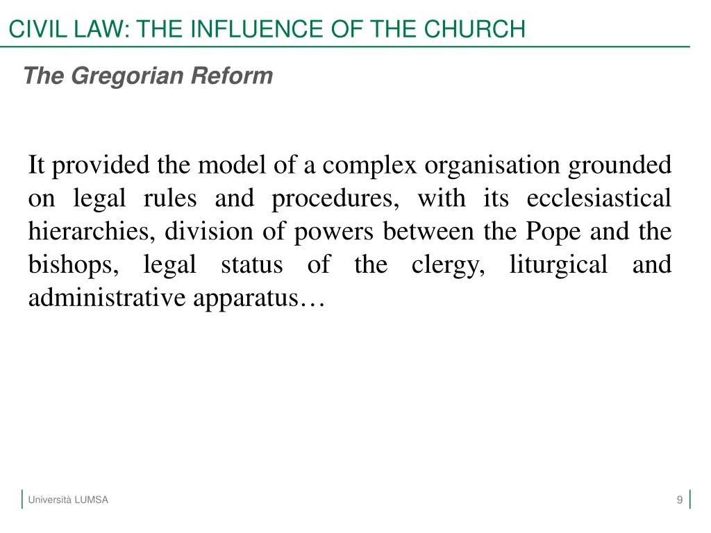 civil law the influence of the church