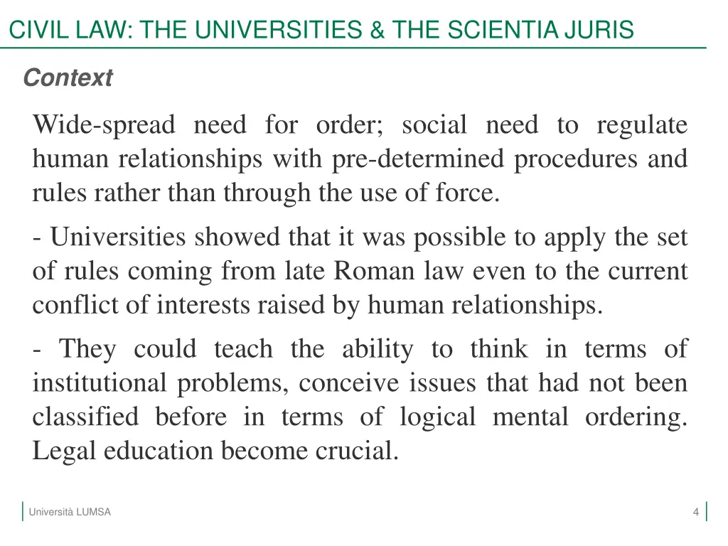 civil law the universities the scientia juris