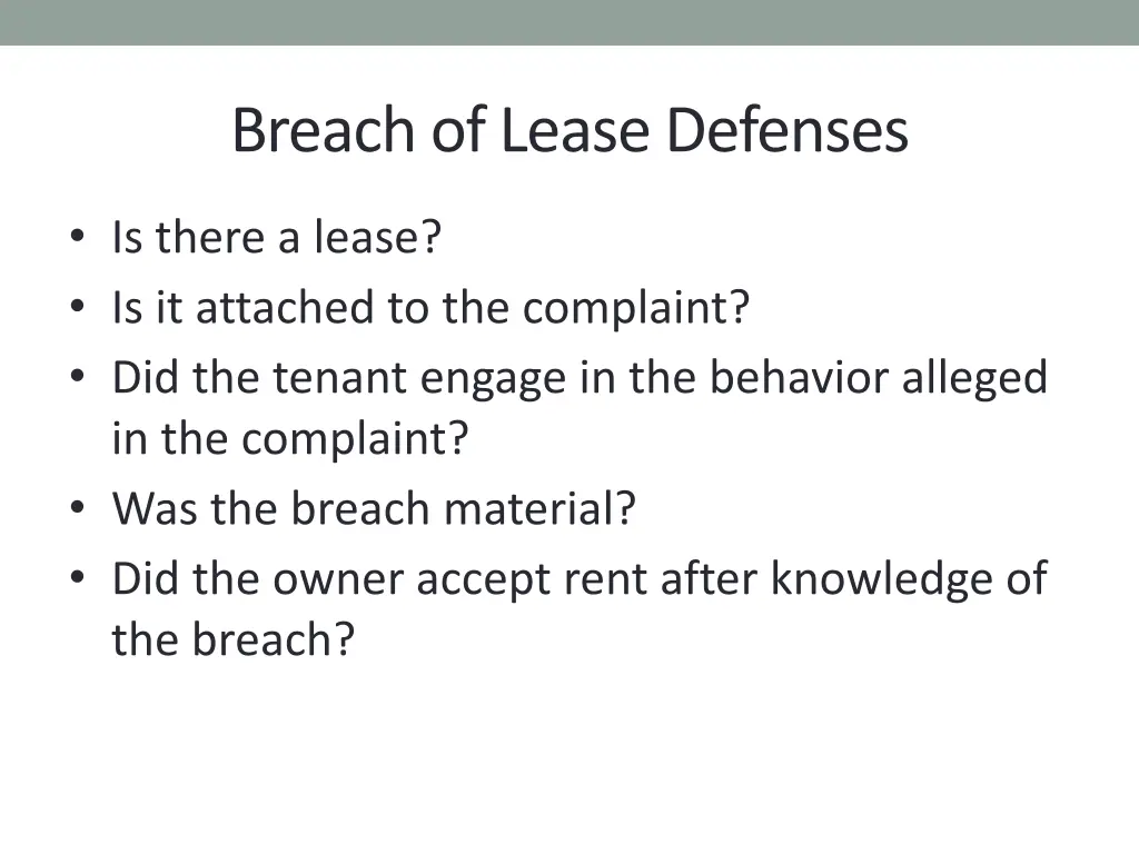 breach of lease defenses