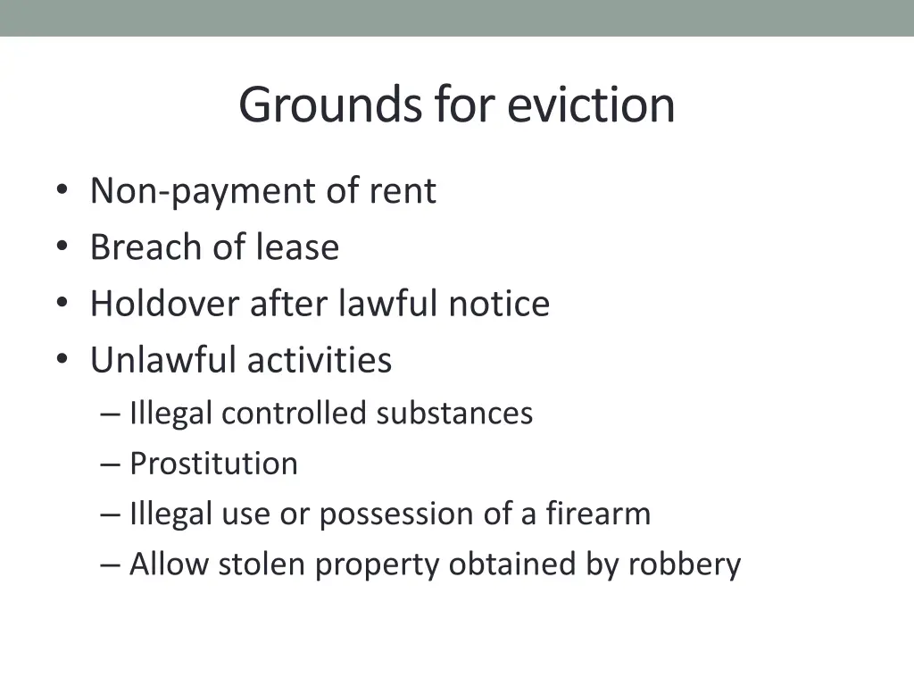 grounds for eviction