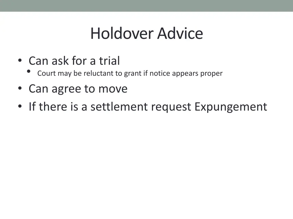 holdover advice