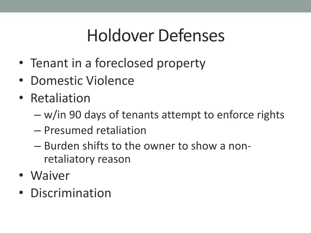 holdover defenses 1