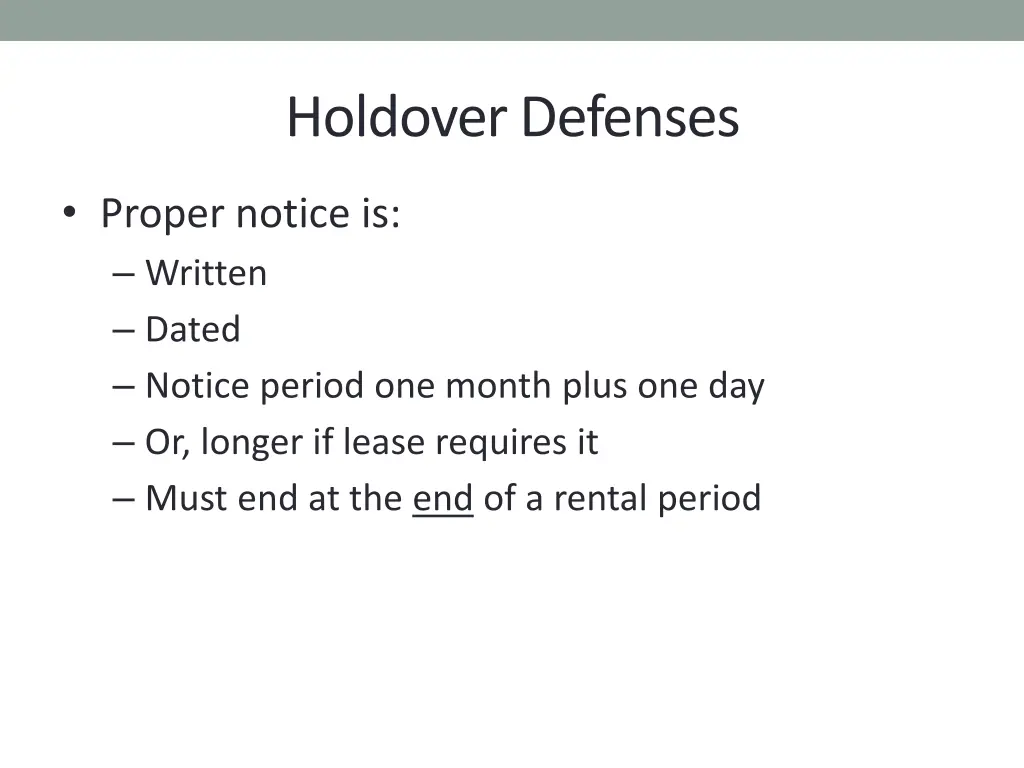 holdover defenses