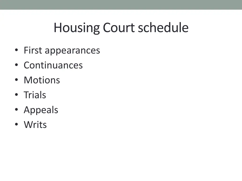 housing court schedule