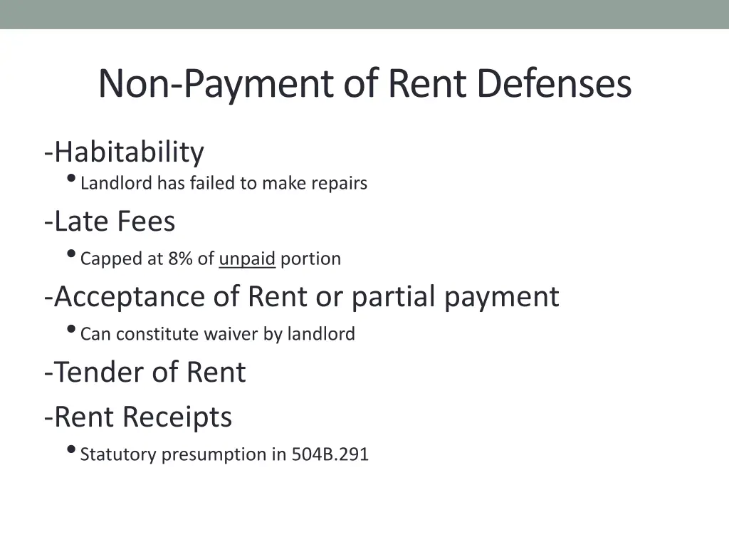 non payment of rent defenses