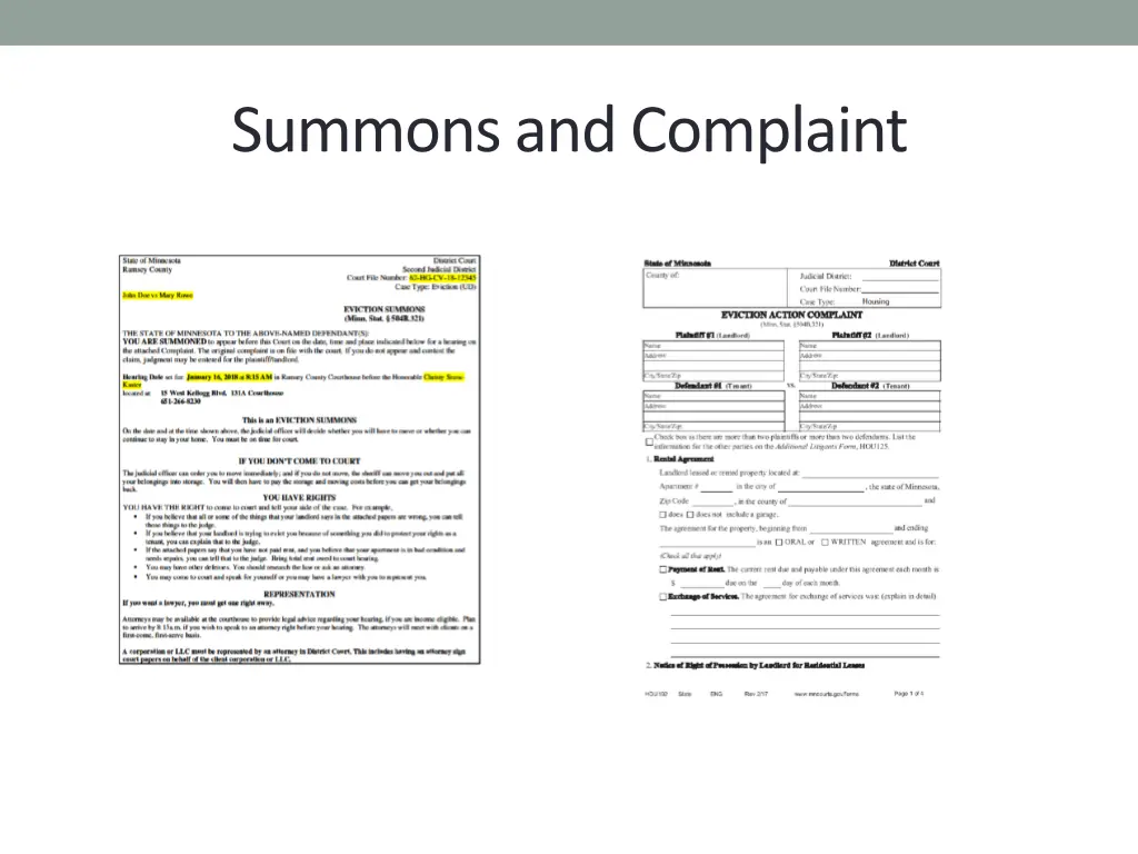 summons and complaint