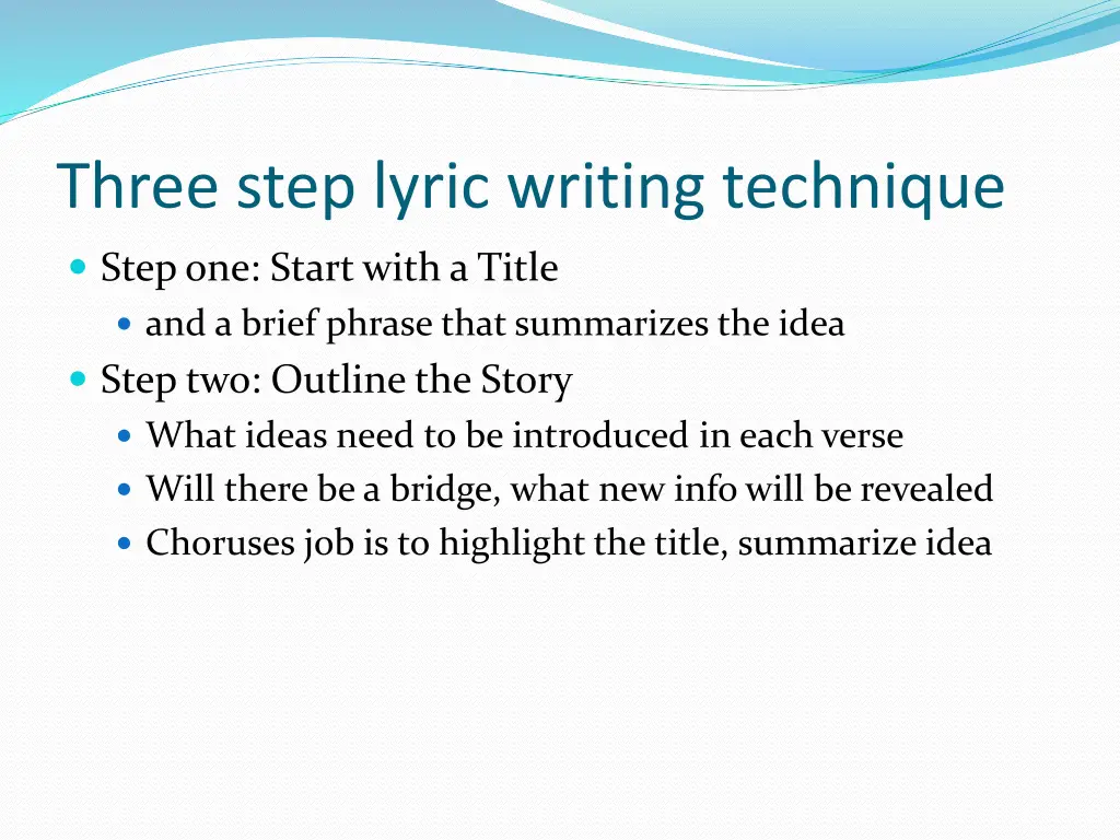 three step lyric writing technique