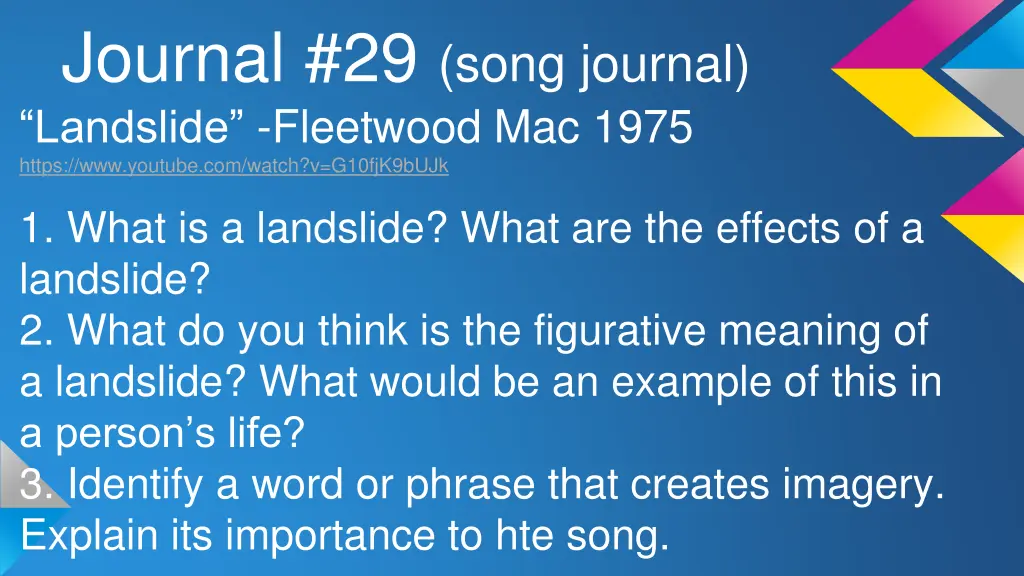 journal 29 song journal landslide fleetwood