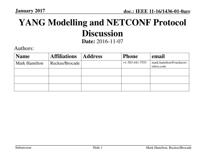 january 2017 yang modelling and netconf protocol