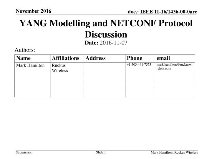 november 2016 yang modelling and netconf protocol